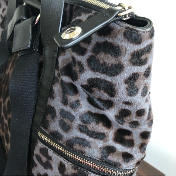 Rare Real Calf Hair Grey/Black Cheetah Print Jetsetter Backpack - Henri Bendel - Picture 12 of 12